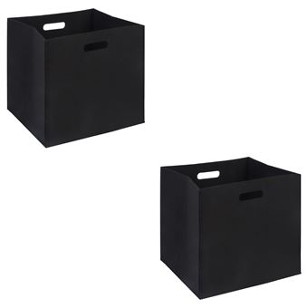 Lot de 2 boites de rangement en feutrine noir FELT, cube de rangement pliable, ouvert dim 32 x 32 x 32 cm, design moderne - 1