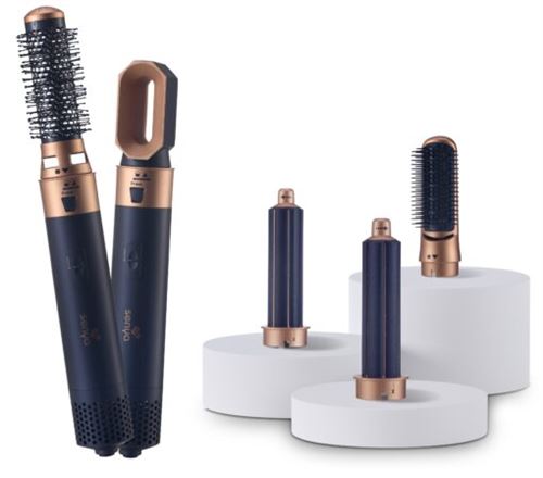SENYA Brosse coiffante  Brosse Soufflante 5 en 1 Air Styler & S&egrave;che-cheveux : lissage, s&eacute;chage, boucle, brushing 1000W Hair Designer SYWB-HS012B Bleu Marine 