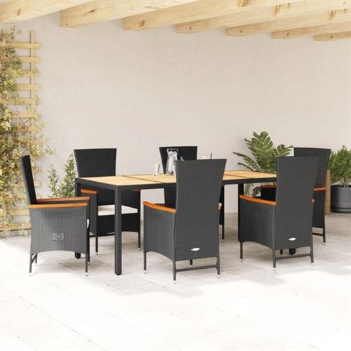 Non Communiqué Noir Vidaxl Salon De Jardin Avec Coussins 13 Pcs, Canapés De Terrasse, Ensemble De Meubles De Patio, Mobilier D'extérieur, 3258878