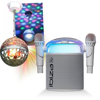 Machine Karaoké Mini Ankuka Bluetooth Avec 2 Micros Sans Fil - Enceinte Portable Beige - Neuf