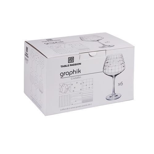 WATERFALL - Lot de 6 verres à vin en cristallin 35cl - transparent