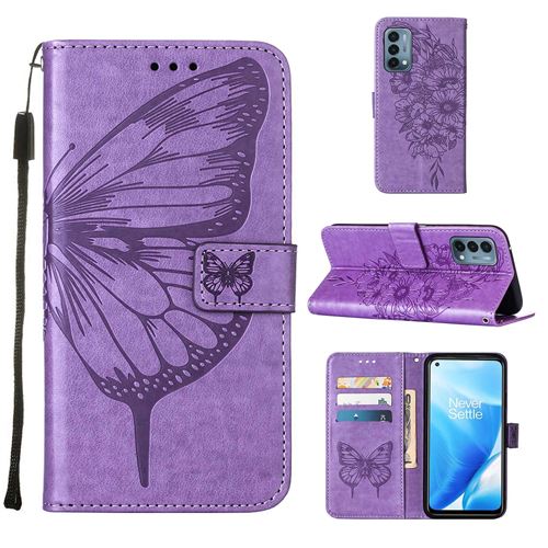 MPFRANCE Housse pour OnePlus Nord N200 5G Violet [Papillon V3]