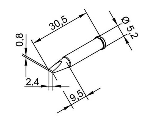 Ersa 102 CD LF 24 Panne de fer à souder forme de burin, droite Taille de la panne 2.4 mm Contenu