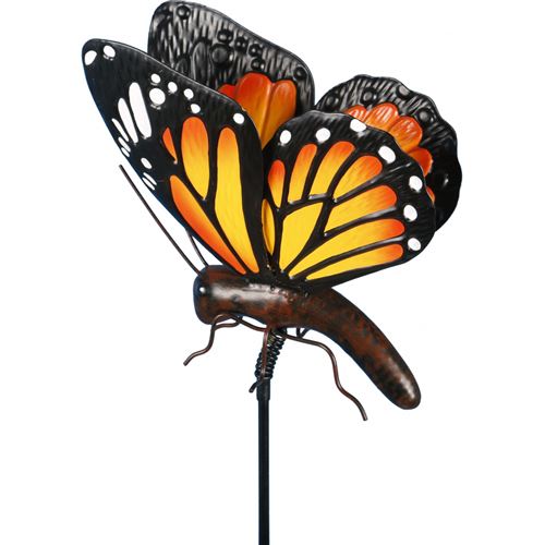 NO NAME - Papillon orange sur pic en métal 102 cm