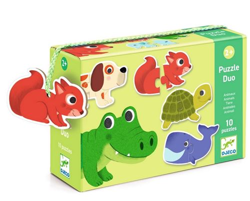 Djeco Multicolore Puzzle Duo Animaux Silhouettes