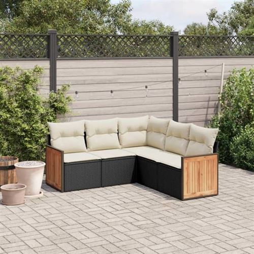 Non Communiqué Noir Vidaxl Salon De Jardin Avec Coussins 5 Pcs, Canapés De Terrasse, Ensemble De Meubles De Patio, Mobilier D'extérieur, 3227638