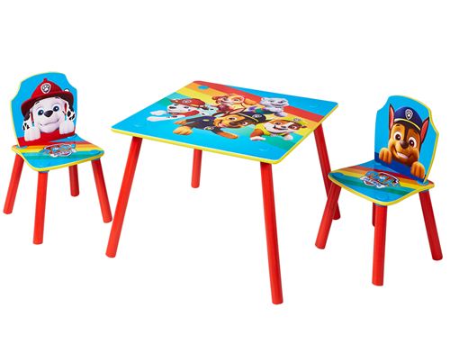 Ensemble table et 2 chaises pour enfants en MDF motif Pat' Patrouille -PEGANE-
