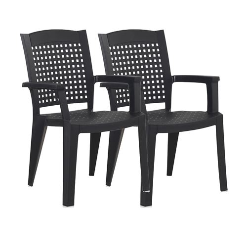 Pegane - Chaise de jardin - Empilable - Gris - H. 87 cm - Lot de 2 - Image 2