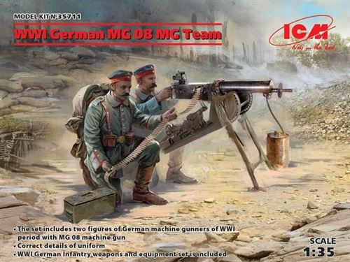 Wwi German Mg08 Mg Team (2 Figures) - 1:35e - Icm