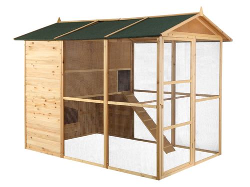 Comparer les prix de Poulailler en bois avec enclos - 10 poules - L. 266 x P. 174 x H. 205 cm - Naturel - FERAS