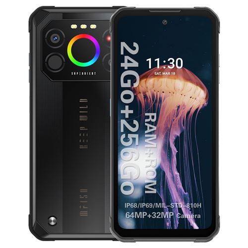 4G Robuste Smartphone IIIF150 Air1 Ultra+,12Go + 256Go,6.8 FHD IP68 écran 64MP+32MP Caméra 7000mAh(30W Charge rapide) Android 12 Téléphone portable GPS NFC Double SIM - Noir