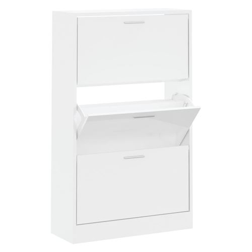 vidaXL Armoire à chaussure Blanc brillant 63x24x103 cm Bois ingénierie