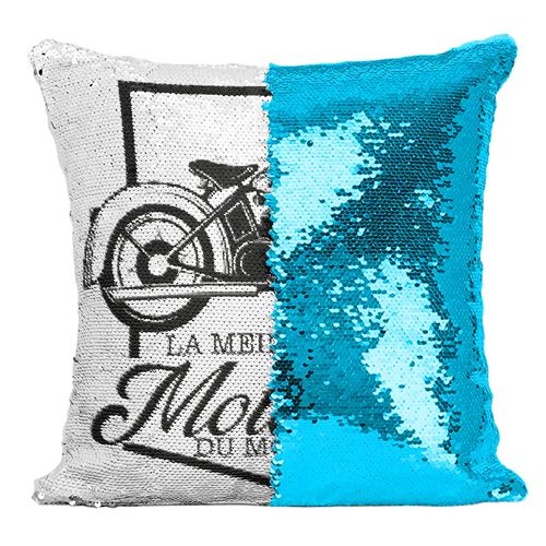 Fabulous Housse de Coussin à Sequin - Paillettes Turquoise La Meilleure Motarde du Monde [40 x 40 cm]