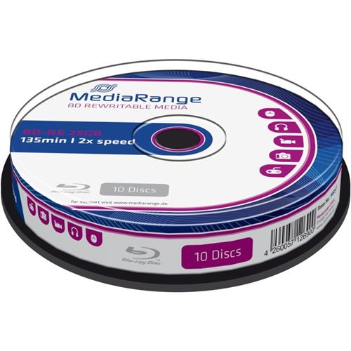 MediaRange - 10 x BD-RE - 25 Go 2x - spindle