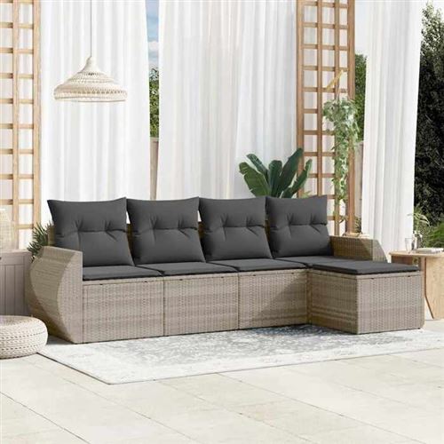vidaXL - Salon de jardin - Ensemble 5 pièces - Gris - Image 2