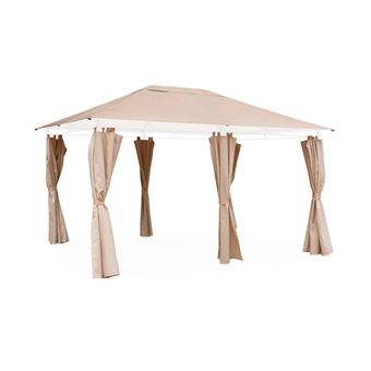 Sweeek Ensemble Toile De Toit + Rideaux Beige Pour Tonnelle 3x3m Elusa - Toile Remplacement Pergola