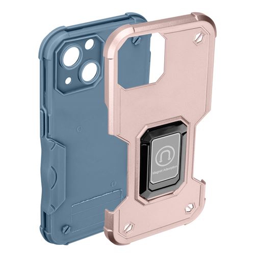 Coque iPhone 14 Plus Antichoc Hybride avec Anneau Support Magnétique Avizar Rose Gold