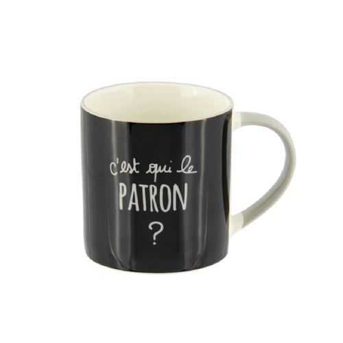 Mug Adiscio - C'est qui le patron - - Derrière La Porte - Noir - Porcelaine