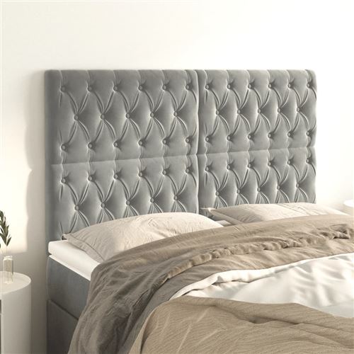 vidaXL Têtes de lit 4 pcs Gris clair 80x7x78/88 cm Velours
