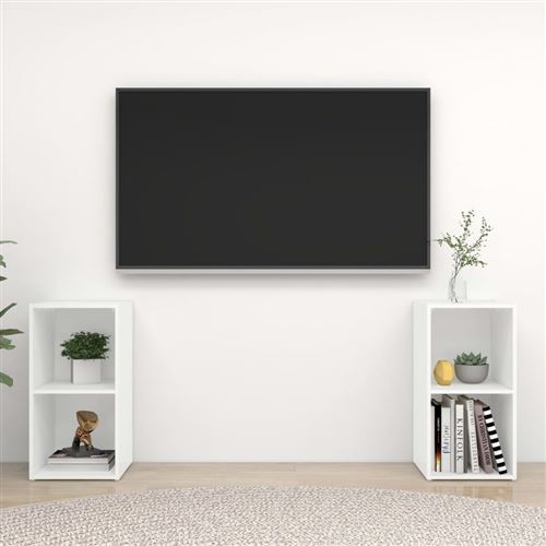 vidaXL Meubles TV 2 pcs Blanc 72x35x36,5 cm Aggloméré