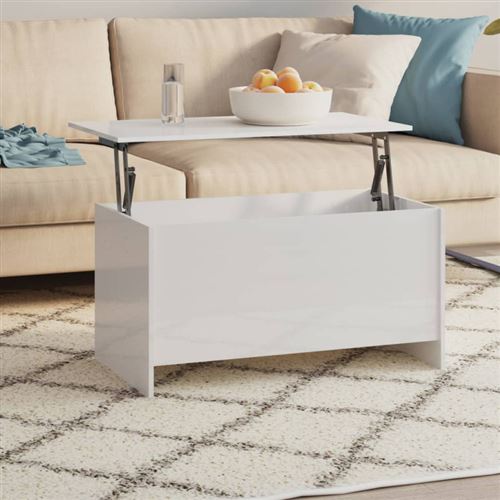 Vidaxl Blanc Table Basse Brillant - Image 3