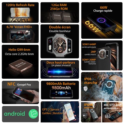Cubot TAB 20, Wi-Fi tablette Android 13, Octa-core,Tactile tablette 10  pouces écran, batterie 6000mAh, 4 Go RAM, 64 Go ROM, 256Go Extensible, 4G  LTE