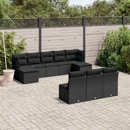 Non Communiqué Noir Salon De Jardin Modulable Vidaxl Resine Tressee 10 Pieces 10 Personnes