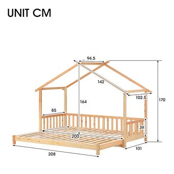 Sweiko - Lit cabane enfant avec sommier Cadre de lit d'enfant 90 x 200 cm  rose couronne - Lits d'appoint - Rue du Commerce