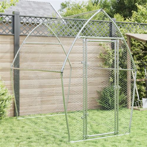 vidaXL Cage pour poules argenté 200x105x182 cm acier galvanisé, poulailler, enclos à poules, poulailler avec enclos, cabane à poules