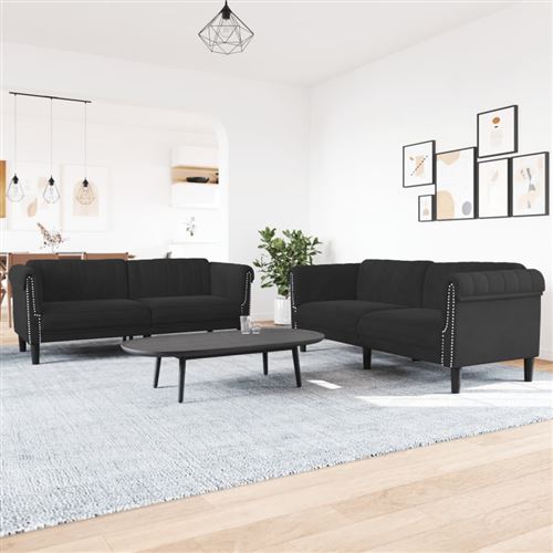 Non Communiqué Noir Vidaxl Ensemble De Canapés 2 Pcs Velours3209224