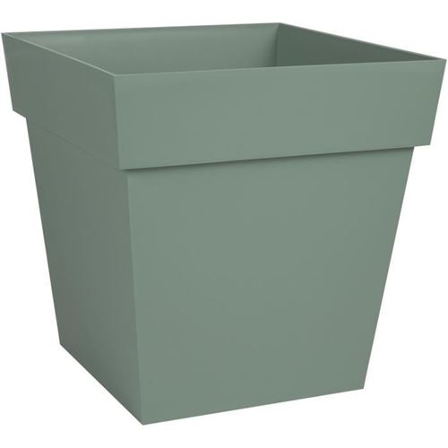 Eda Plastique - Pot De Fleur Carré Toscane - 32 X 32 X 32 Cm - 22 - Vert Laurier