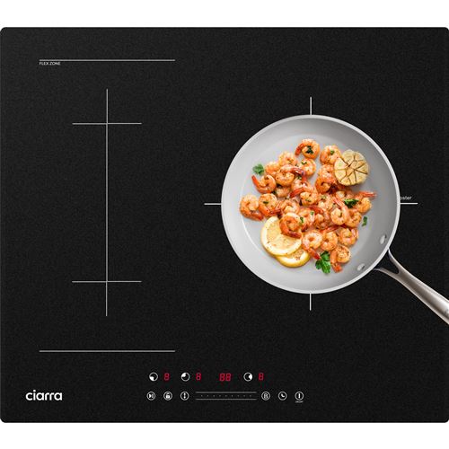 Non Communiqué Noir Ciarra Plaque De Cuisson Encastrable 6600W 3 Foyers 9 Niveaux De Puissance Fonction Booster Flexi Zone 59*52Cm Aw3bbfih