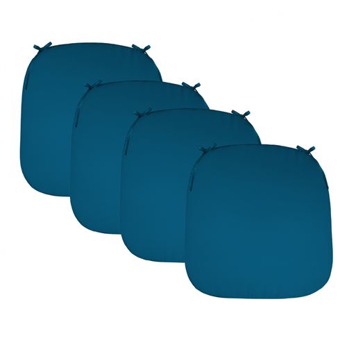 Lot de 4 galettes, coussins déhoussables pour chaise - Bleu azur - Linxor