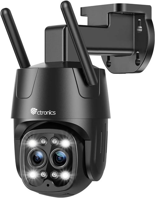 Ctronics 2.5K 4MP Caméra Surveillance WiFi Exterieur - Double Objectif - 2,4G/5G WiFi - Suivi Auto Détection Humaine - 6X Zoom Hybride
