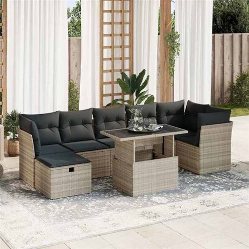 Non Communiqué Gris Salon De Jardin Modulable Vidaxl 8 Pieces 7 Personnes 55.0 X 62 X 69 Cm Resine Tressee