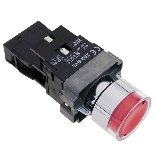 Bouton poussoir verrouillage 22mm 400V 10A avec lumière LED rouge