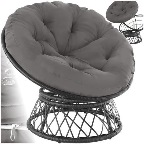 TecTake Fauteuil papasan en rotin Gargano - noir