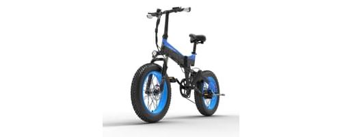 Vélo électrique pliant LANKELEISI X3000Plus électrique VTT Noir&Bleu- Pliable, 1000W, Batterie amovible 10,4Ah