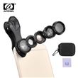 APEXEL APL-DG5H Kit de lentilles pour téléphone portable 198 ° objectif Fisheye 0.63X Grand Angle 15X Objectif Macro 2X