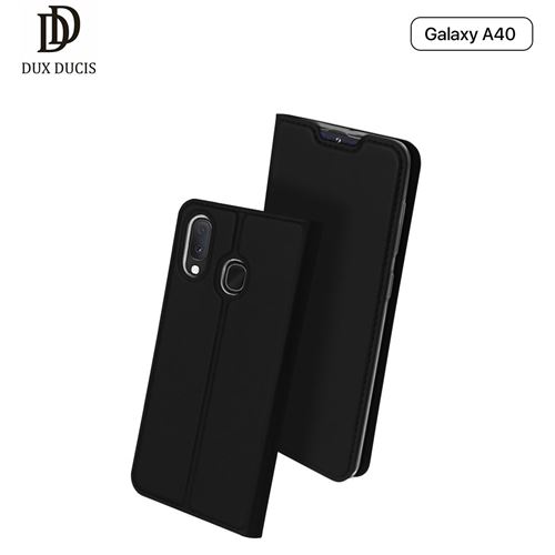 Étui Galaxy A40 Dux Ducis [Skin Series] Housse Portefeuille Fine en Cuir Synthétique, Porte Carte de Crédit, Rabat Magnétique, Kickstand - Noir