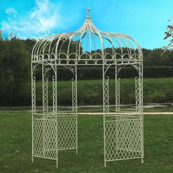 Gloriette Kiosque Tonnelle Pergola En Fer De Jardin Blanc O200 Cm