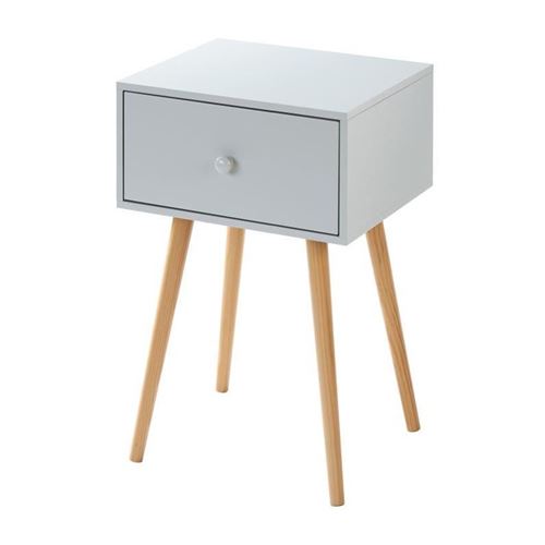HORTENSE Table de chevet scandinave gris clair laqué satiné - L 40 cm