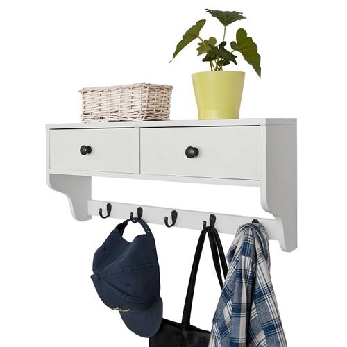 SoBuy® FRG178-W Portemanteau Étagère murale Porte-manteau salle de bain Meuble d’entrée