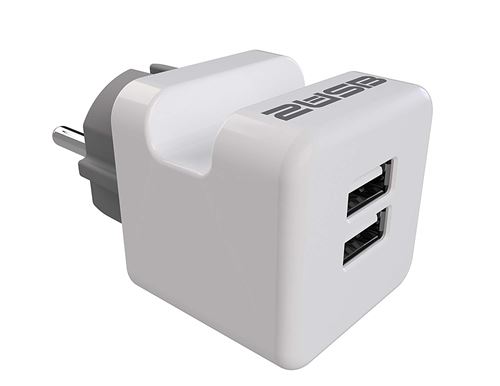 2USB Zwischenprise mâle plastique avec USB-Anschluss 230V blanc, gris IP20 2U-449412