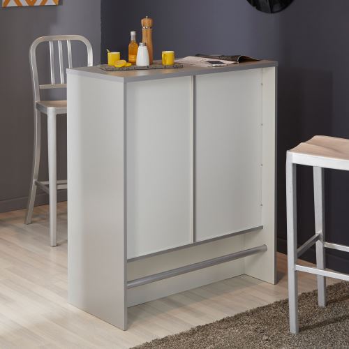 Bar avec rangement - gris et blanc