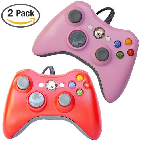  10PCS Generic Filaire USB Xbox 360 Manette de Jeu Lot DE 2 Rouge Rose Contr&ocirc;leur de Jeu compatible avec Xbox 360 / XBOX 360 slim / PC Windows 7 10 