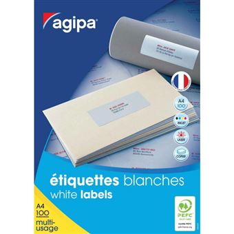 6500 Étiquettes Blanches - A4 - 38X21,2Mm - Agipa 118990 - 1