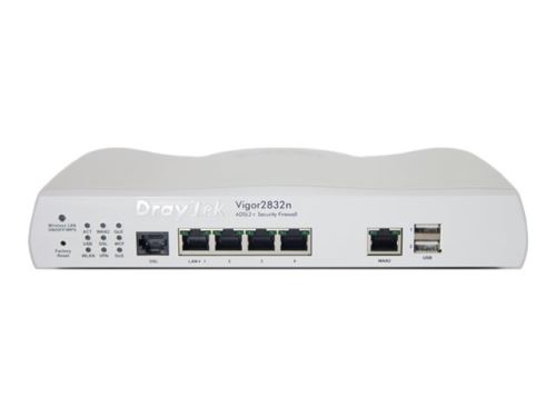 Draytek Vigor 2832 - Router - DSL-modem - 4-poorts switch - ATM, GigE - WAN-poorten: 2