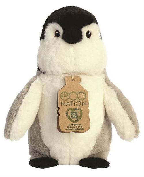 Aurora peluche Eco Nation pingouin 24 cm en peluche noir/gris