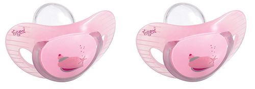 Tigex - 2 Sucettes Smart Silicone Roses 0-6 Mois